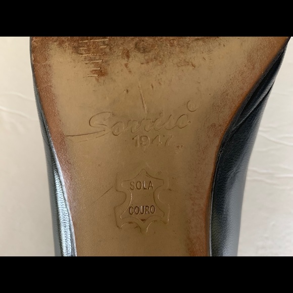 Black shiny real leather shoes with real snake skin cap toe beautiful large bow - Picture 8 of 8